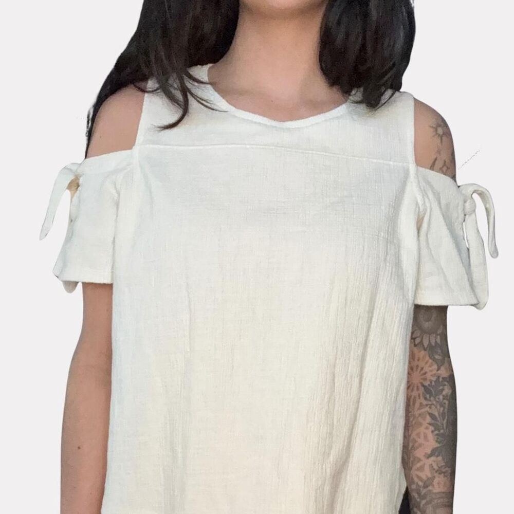 Madewell Women's Yellow and Cream Blouse